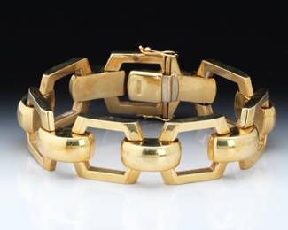 Ladies Italian Gold Vintage Bold Design Wide Bracelet