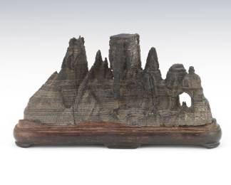 Chinese Scholars Stone on Carved Wood Stand