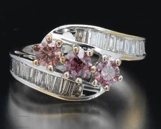 Ladies Pink and White Diamond Ring 