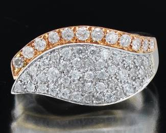 Ladies TwoTone Gold and Diamond Foliate Design Ring 