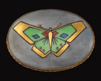 Sessesion Style Porcelain Butterfly Brooch 