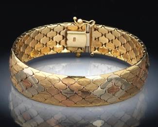 Ladies Vintage TriColor Snake Skin Design Wide Bracelet