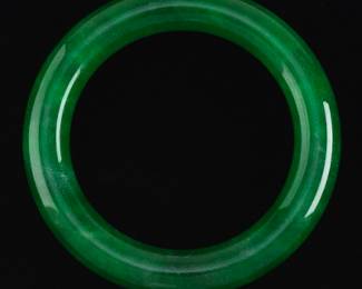 Carved Jadeite Bangle Bracelet