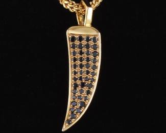 EFFY Gold and Black Diamond Shark Tooth Pendant on Chain 