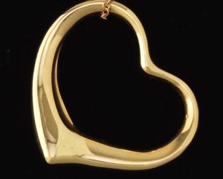 Tiffany Co. Elsa Peretti 18K Gold Medium Heart Slider on Chain 