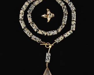 Unusual Suite with Dalmation Jasper, Rutilated Quartz and Diamond 