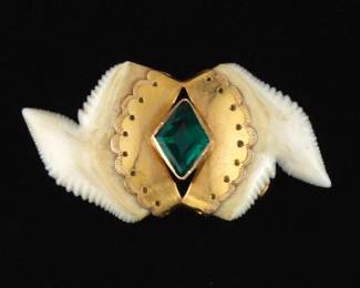 Victorian Gold, Green Stone and Teeth 