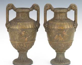 Pair of 19th Century Mixed Metal Urns