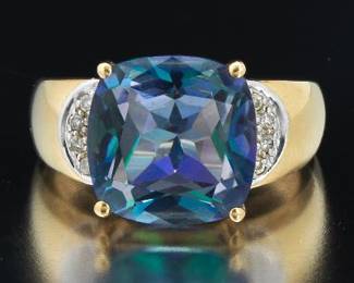 Ladies Mystic Topaz and Diamond Ring 