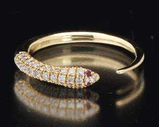 Ladies Gold and Diamond Snake Ring 