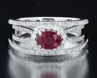 Ladies 0.79 Carat Ruby and Diamond Ring 
