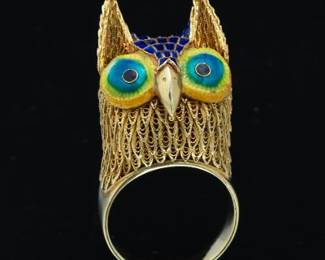 Multicolor Enamel and Diamond Ring 