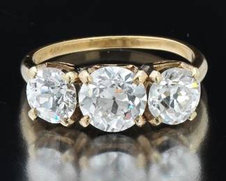 Vintage Three Diamond Ring, Center 1.34 Carat 