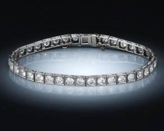 Edwardian Diamond Line Bracelet in Platinum 