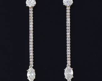 Ladies Pair of Gold and Diamond Stick Earrings 