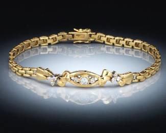 Ladies Gold and Diamond Retro Bracelet 