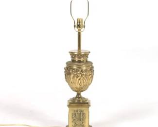 Greek Revival Brass Figural Urn Lamp
