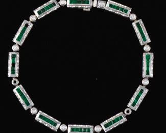 Ladies Gold, Diamond and Emerald Bracelet 