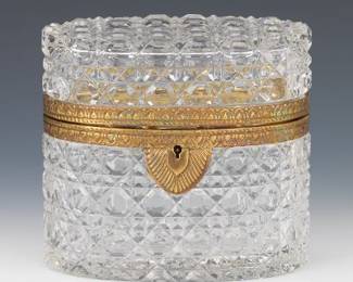 Brass Mounted Crystal Dresser Box 