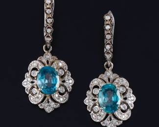 A Pair of Zircona and Diamond Pendant Earrings 