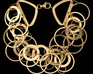 Ladies Italian Gold Fashion Circles Bracelet 