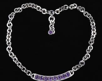 PIANEGONDA Italian Sterling Silver and Amethyst Necklace 