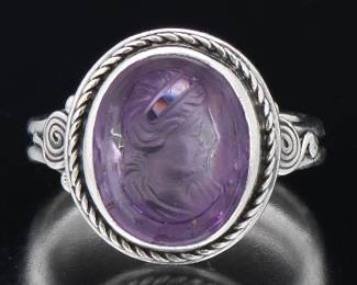 Ladies Amethyst Cameo Ring 