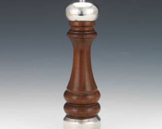 Cartier Sterling Silver and Wood Pepper Mill, France 