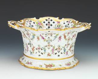 A Meissen Style Porcelain Chestnut Basket 