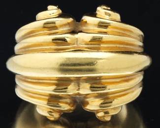 Ladies Art Deco Style Italian Gold Fashion Ring 