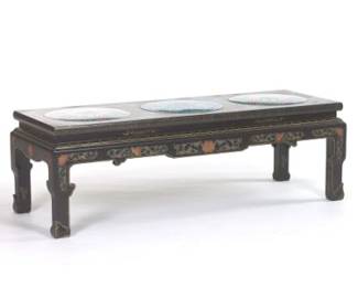 Oriental Style Low Table with Cloisonne Insets