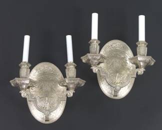 Edward F. Caldwell Co. Pair of Silver Plated Wall Sconces