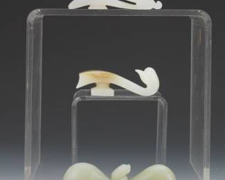 Three Carved Jade Belt Hooks