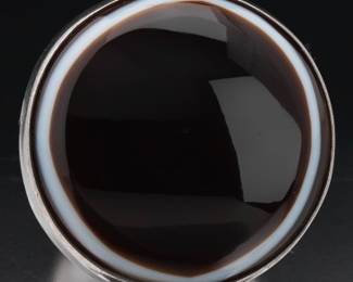 Ladies Sterling Silver and Bullseye Agate Oversized Ring 