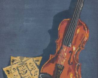 Framed Needlepoint of a Violin