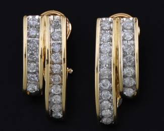 Ladies Pair of Gold and Diamond Hoops 