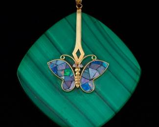 Malachite and Multistone Butterfly Pendant 