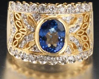 Ladies Tanzanite and Diamond Ring 