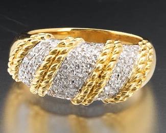 Ladies Vintage TwoTone Gold and Diamond Ring 