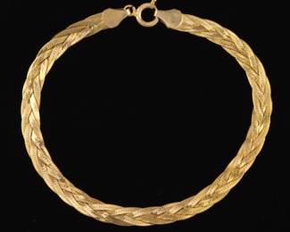 Ladies Vintage Gold Flattened Braided Bracelet