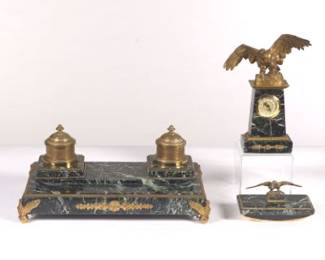 Three Piece Marble Desk Set