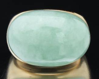 Ladies Gold and Jade Dome Ring 