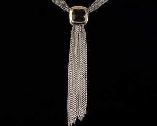 Davis Yurman Gold, Sterling Silver and Smoky Quartz Multi Chains Tassels Necklace 