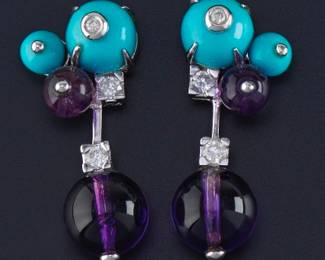 Turquoise and Amethyst Earrings 