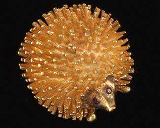 Ladies Gold Porcupine Brooch 