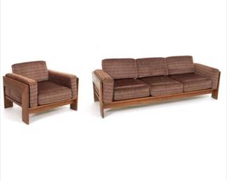 Tobia Scarpa Style Sofa and Chair