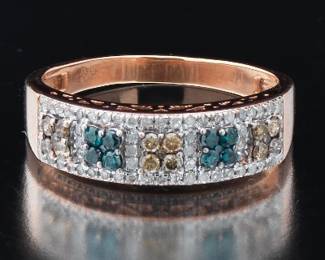 Ladies Gold and Multicolor Diamond Band 