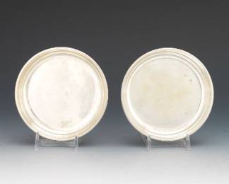 Pair of Puiforcat Sterling Wine Coasters