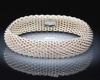 Tiffany Co. Sterling Silver Flex Somerset Weave Mesh Bracelet 