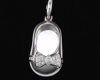 Aaron Basha Adorable 18K Gold and Diamond Baby Shoe Charm 